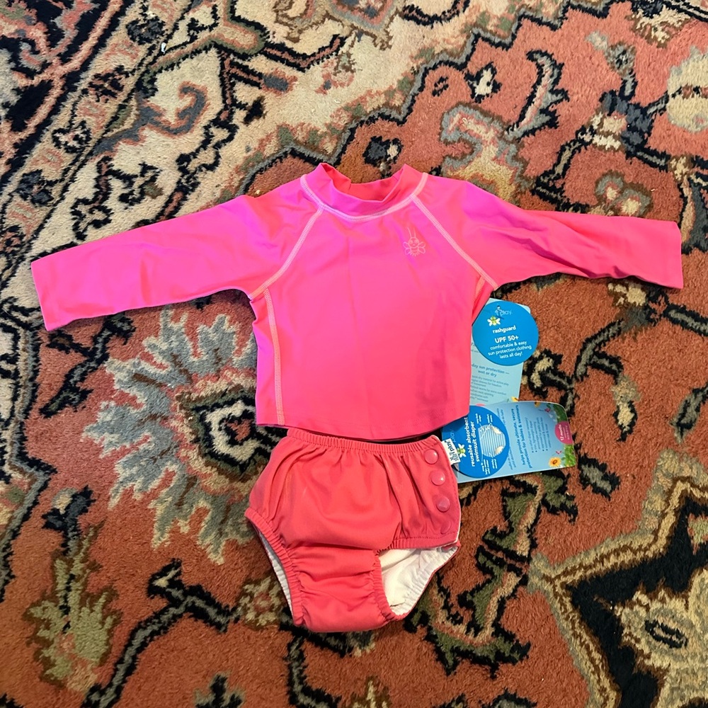 NWT I Play Pink Rashguard and Swim Diaper